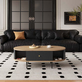 Oval mid-century modern coffee table with a spacious drawer for storage